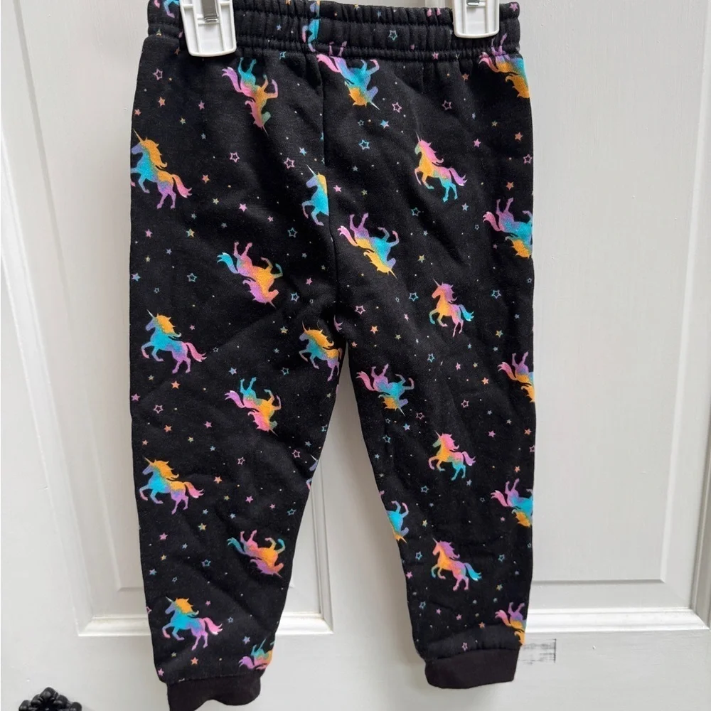 Garanimals 3T Girls Black Rainbow Unicorn Sweatpants